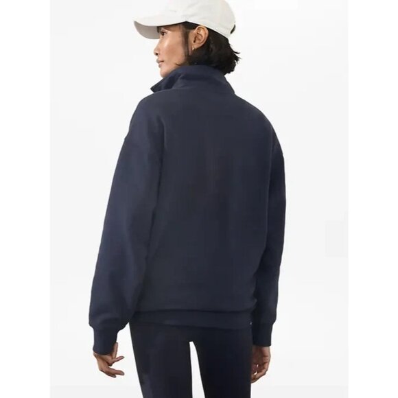 ATHLETA S Power Of She 1/4 Zip Fleece Sweatshirt Navy Blue Small Regular - Picture 3 of 7